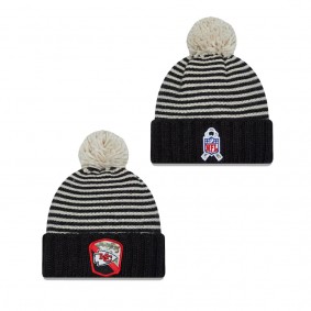 Women's Kansas City Chiefs Black 2023 NFL Salute To Service Cuffed Pom Knit Hat