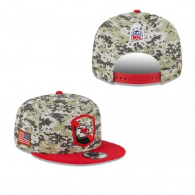 Youth Kansas City Chiefs Camo Red 2023 NFL Salute To Service 9FIFTY Snapback Hat