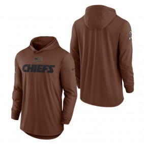 Men's Kansas City Chiefs Brown 2023 NFL Salute To Service Lightweight Long Sleeve Hoodie T-Shirt