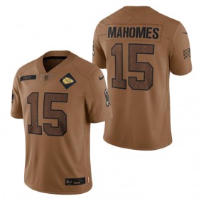 Men's Kansas City Chiefs Patrick Mahomes Brown 2023 NFL Salute To Service Limited Jersey