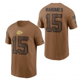 Men's Kansas City Chiefs Patrick Mahomes Brown 2023 NFL Salute To Service Name & Number T-Shirt