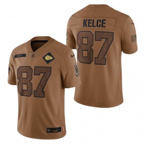 Men's Kansas City Chiefs Travis Kelce Brown 2023 NFL Salute To Service Limited Jersey