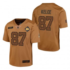 Youth Kansas City Chiefs Travis Kelce Brown 2023 NFL Salute To Service Limited Jersey
