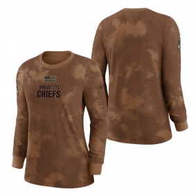 Women's Kansas City Chiefs Brown 2023 NFL Salute To Service Long Sleeve T-Shirt