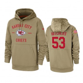 Kansas City Chiefs Anthony Hitchens Tan 2019 Salute to Service Sideline Therma Pullover Hoodie
