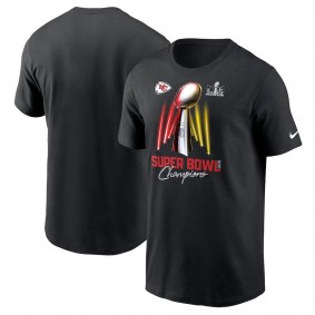 Men's Kansas City Chiefs Black Super Bowl LVIII Champions Lombardi Trophy T-Shirt