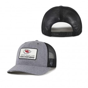 Men's Kansas City Chiefs Charcoal Super Bowl LVIII Champions Square Trucker Adjustable Hat