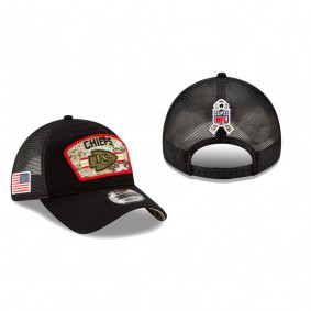 Kansas City Chiefs Black 2021 Salute To Service Trucker 9TWENTY Hat
