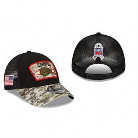 Kansas City Chiefs Black Camo 2021 Salute To Service Trucker 9FORTY Hat