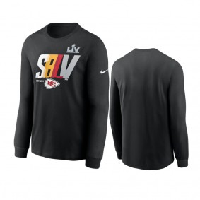 Kansas City Chiefs Black Super Bowl LV Lockup Logo Long Sleeve T-Shirt