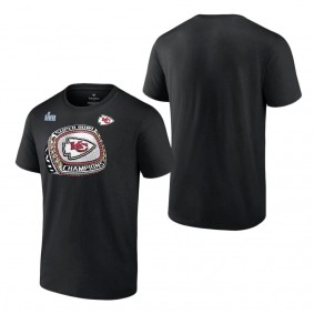 Men's Kansas City Chiefs Black Super Bowl LVII Champions Diamond Ring T-Shirt