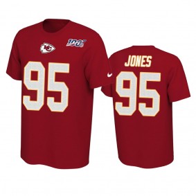 Kansas City Chiefs Chris Jones Red 100th Season Player Pride T-Shirt