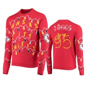 Men's Kansas City Chiefs Chris Jones Red Ugly Light-Up Sweater