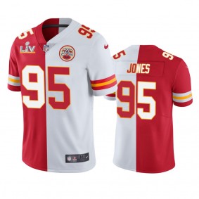 Kansas City Chiefs Chris Jones Red White Super Bowl LV Split Jersey