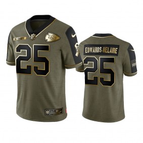 Kansas City Chiefs Clyde Edwards-Helaire Olive Gold 2021 Salute To Service Limited Jersey