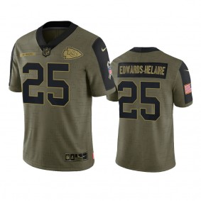 Kansas City Chiefs Clyde Edwards-Helaire Olive 2021 Salute To Service Limited Jersey
