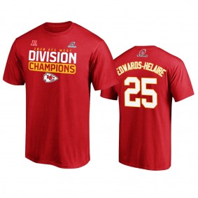Kansas City Chiefs Clyde Edwards-Helaire Red 2020 AFC West Division Champions T-Shirt