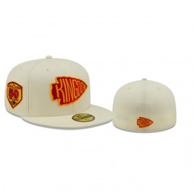Kansas City Chiefs Cream Team 50th Anniversary 59FIFTY Fitted Hat