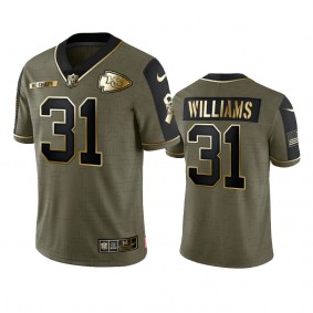 Kansas City Chiefs Darrel Williams Olive Gold 2021 Salute To Service Limited Jersey
