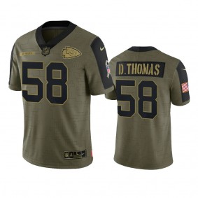 Kansas City Chiefs Derrick Thomas Olive 2021 Salute To Service Limited Jersey