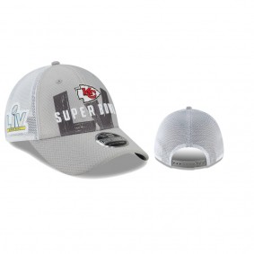 Kansas City Chiefs Gray White Super Bowl LV Trucker 9FORTY Snapback Hat