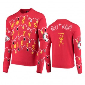 Men's Kansas City Chiefs Harrison Butker Red Ugly Light-Up Sweater