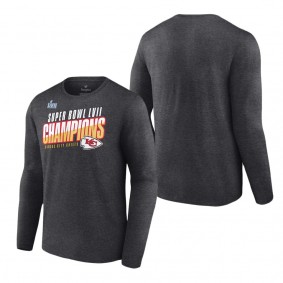 Men's Kansas City Chiefs Heather Charcoal Super Bowl LVII Champions Victory Formation Long Sleeve T-Shirt