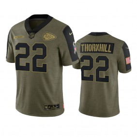 Kansas City Chiefs Juan Thornhill Olive 2021 Salute To Service Limited Jersey