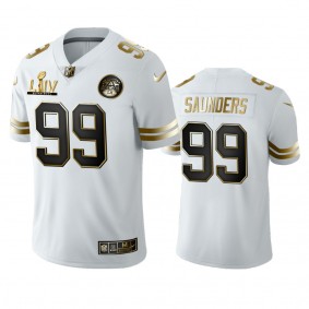 Khalen Saunders Chiefs White Super Bowl LIV Golden Edition Jersey
