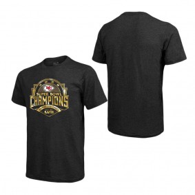 Men's Kansas City Chiefs Majestic Threads Black Super Bowl LVII Champions Luxe Foil Tri-Blend T-Shirt