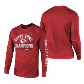 Men's Kansas City Chiefs Majestic Threads Red Three-Time Super Bowl Champions Scrimmage Tri-Blend Long Sleeve T-Shirt
