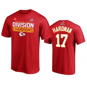 Kansas City Chiefs Mecole Hardman Red 2020 AFC West Division Champions T-Shirt