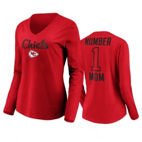 Women's Kansas City Chiefs Red Mother's Day #1 Mom Long Sleeve T-Shirt