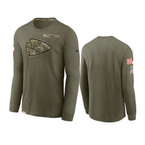 Kansas City Chiefs Olive 2021 Salute To Service Performance Long Sleeve T-Shirt