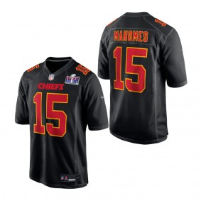 Men's Kansas City Chiefs Patrick Mahomes Black Super Bowl LVIII Carbon Fashion Game Player Jersey