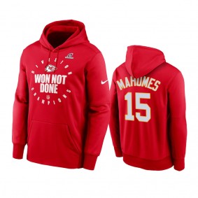 Kansas City Chiefs Patrick Mahomes Red 2020 AFC West Division Champions Trophy Collection Pullover Hoodie