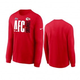 Kansas City Chiefs Red 2022 AFC Champions Iconic Long Sleeve T-Shirt