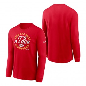 Men's Kansas City Chiefs Red 2023 AFC West Division Champions Locker Room Trophy Collection Long Sleeve T-Shirt
