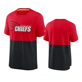 Kansas City Chiefs Red Black Fan Gear Colorblock Tri-Blend T-Shirt