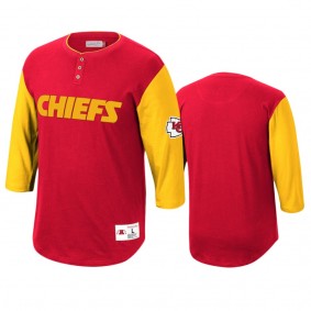 Kansas City Chiefs Mitchell & Ness Red Franchise Player 3/4-Sleeve Henley T-Shirt