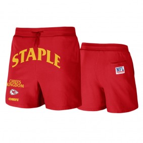 Men's Kansas City Chiefs Red Staple Throwback Vintage Wash Fleece Shorts