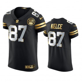 Kansas City Chiefs Travis Kelce Black 2020-21 Golden Edition Elite Jersey - Men's