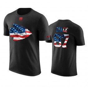 Kansas City Chiefs Travis Kelce Black 2020 Independence Day Stars & Stripes T-shirt