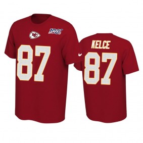 Kansas City Chiefs Travis Kelce Red 100th Season Player Pride T-Shirt