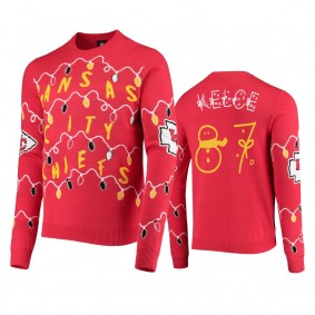 Men's Kansas City Chiefs Travis Kelce Red Ugly Light-Up Sweater