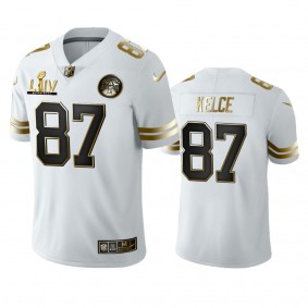 Travis Kelce Chiefs White Super Bowl LIV Golden Edition Jersey