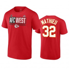 Kansas City Chiefs Tyrann Mathieu Red 2021 AFC West Division Champions Blocked Favorite T-Shirt
