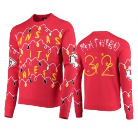 Men's Kansas City Chiefs Tyrann Mathieu Red Ugly Light-Up Sweater
