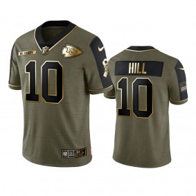 Kansas City Chiefs Tyreek Hill Olive Gold 2021 Salute To Service Limited Jersey