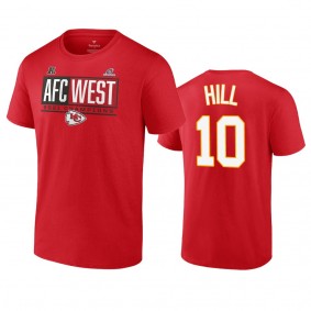 Kansas City Chiefs Tyreek Hill Red 2021 AFC West Division Champions Blocked Favorite T-Shirt